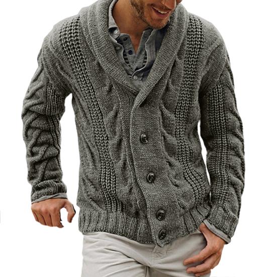 Manshanwangluo Heren trui jas katoenmix knoopsluiting lange mouw mode vest trui voor herfst winter 3XL