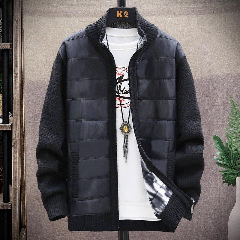 A Mao Herfst Koreaanse O-hals Heren Truien Met Dikke En Fluwelen Heren Vest Gebreide Sweaterjassen Effen Jas Mannelijke M-3XL XXXL zwart