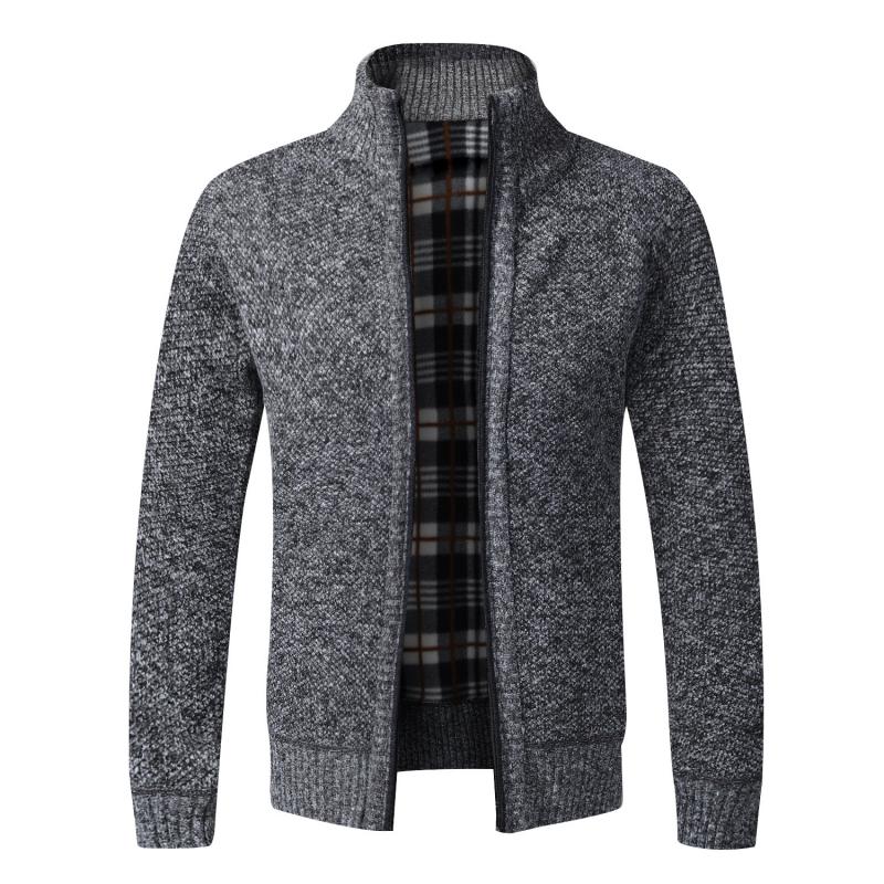 YYDS NO.1 Heren gebreide dikke vest trui jas herfst en winter warme vest rits trui jas L donkergrijze kleur