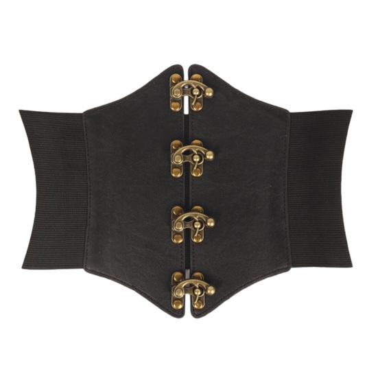 Aoring Faux Leather Dress Corset Belt Wide-Brimmed Design Elastic Waistband Retro Style Women Adjustable Corset Waist Cincher 2XL