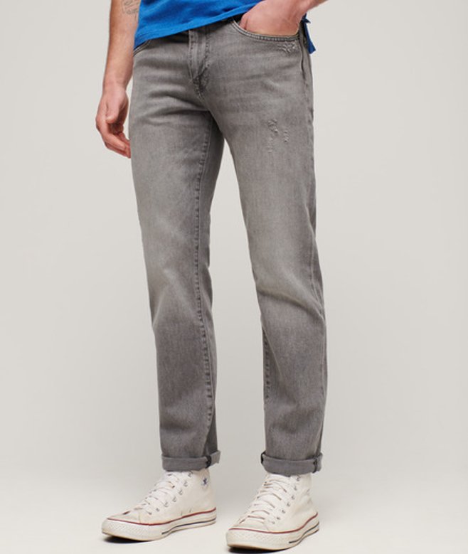 Superdry Vintage Slimfit Jeans van Biologisch Katoen met Rechte Pijpen Grijs