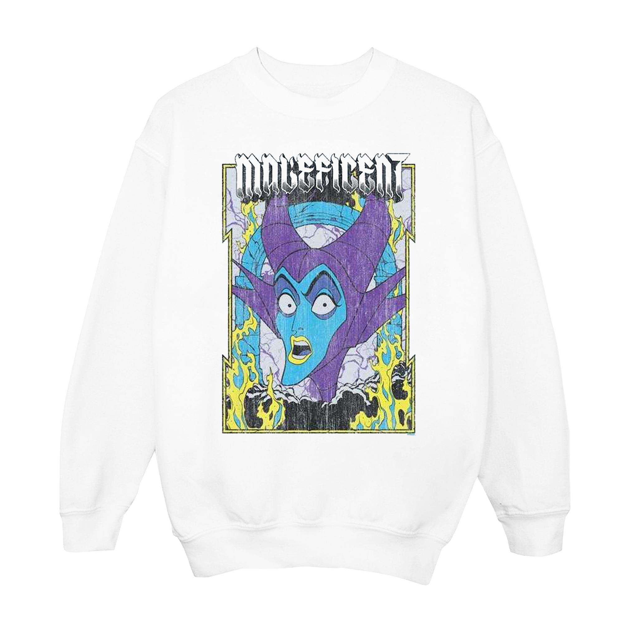 Disney Girls Maleficent poster-sweatshirt 9-11 Years wit