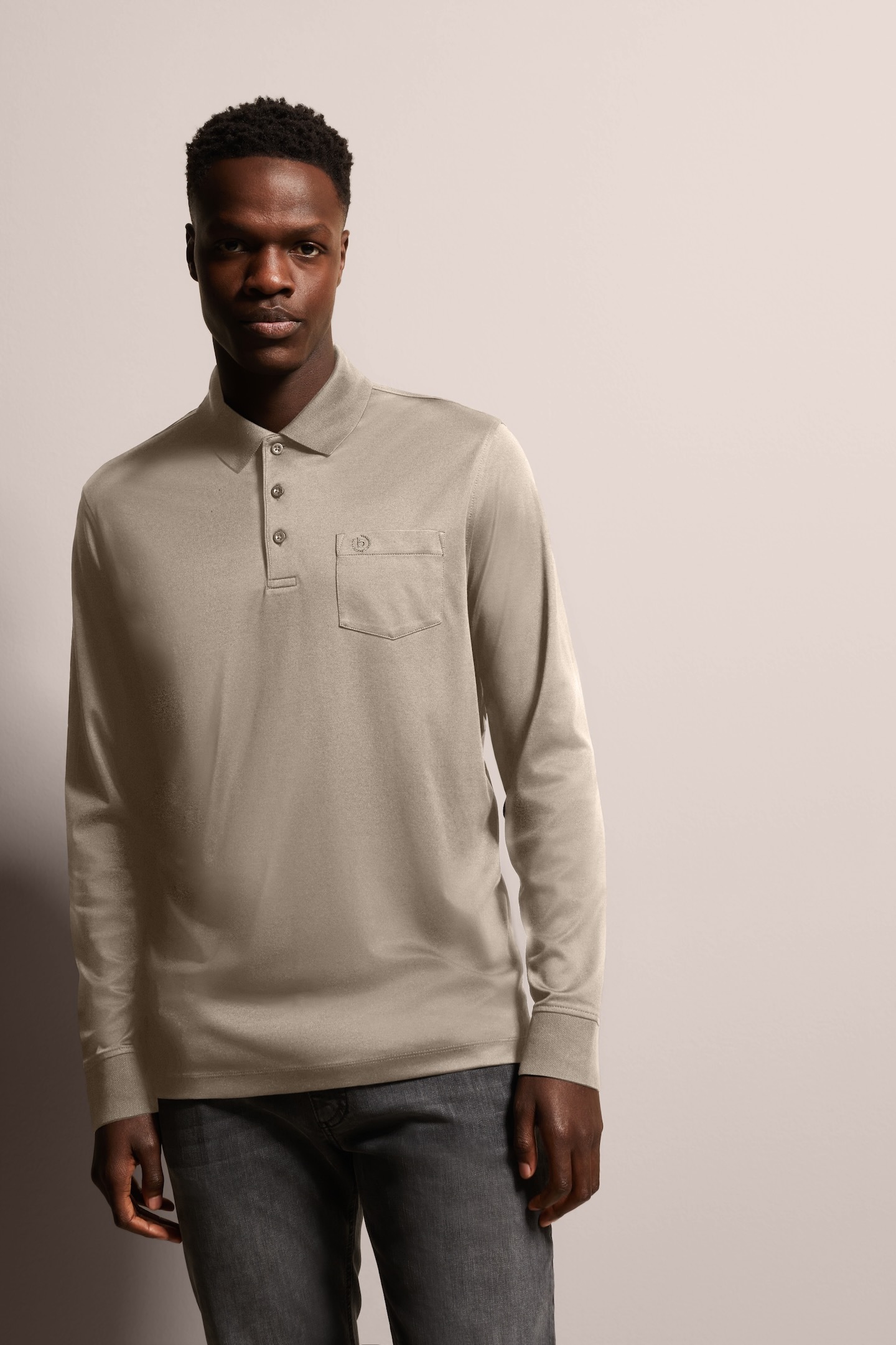 Bugatti Poloshirt met lange mouwen met fijne structuuruitstraling