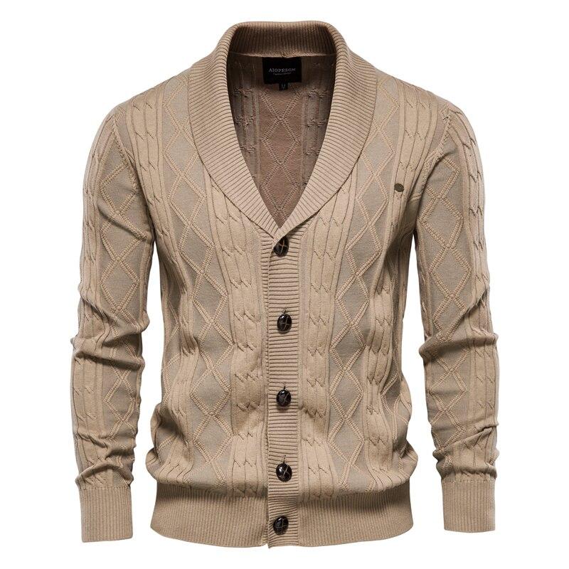 AIOPESON Men Fashion AIOPESON Katoenen vest Heren Casual Single Breasted Effen Kleur Business Heren Vesten Nieuwe Winter Mode Trui Heren XXL 82-90 kg kaki