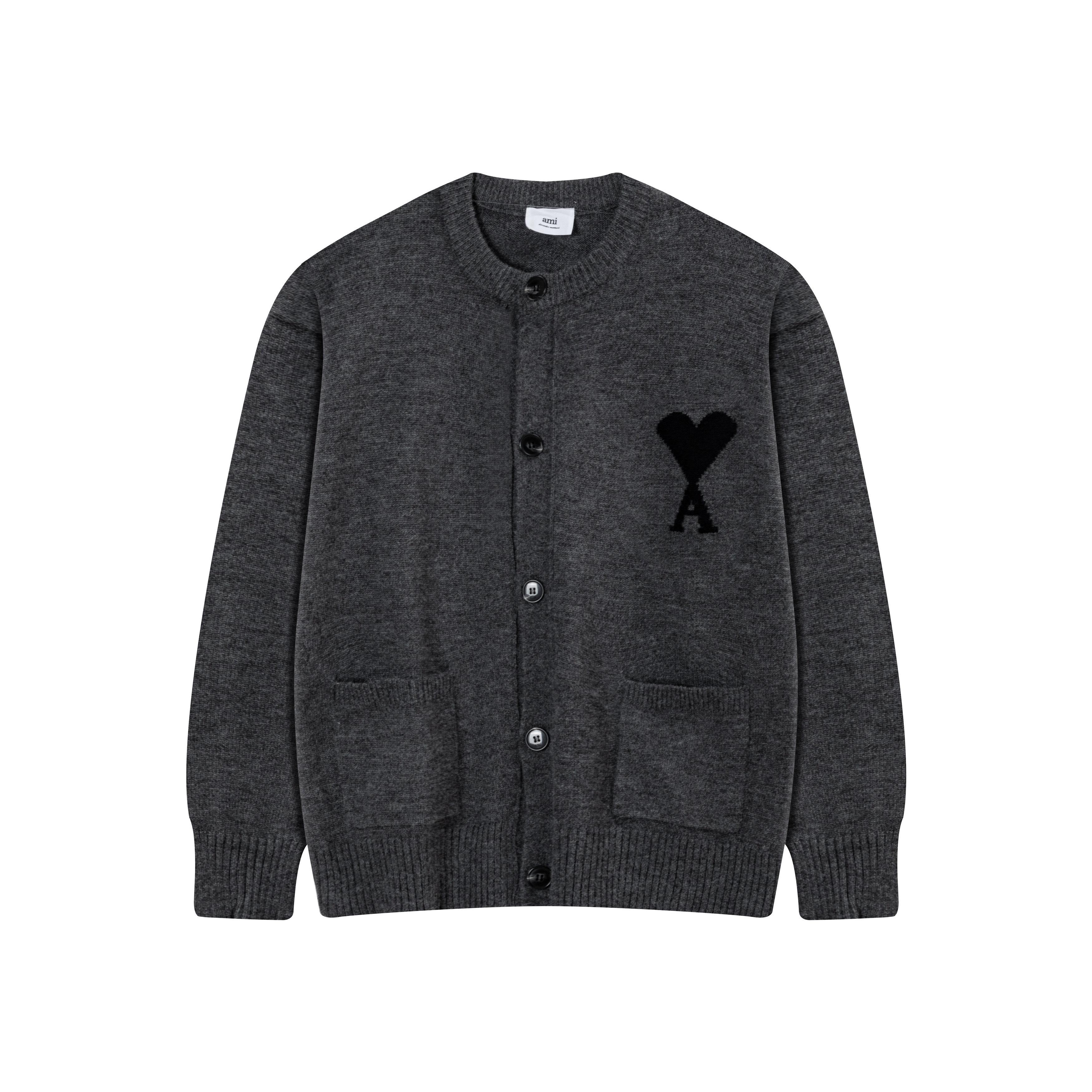 AMI Autumn and Winter New Product Love Alpaca Wool Blended Soft and Sticky Knitted Cardigan Round Neck Cloud Sweater Pocket Coat XL
