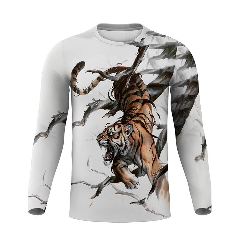 3D Custom Clothing Mode Heren O-hals T-shirt met lange mouwen Grappig kleurrijk geometrisch Casual T-shirt voor heren M wit