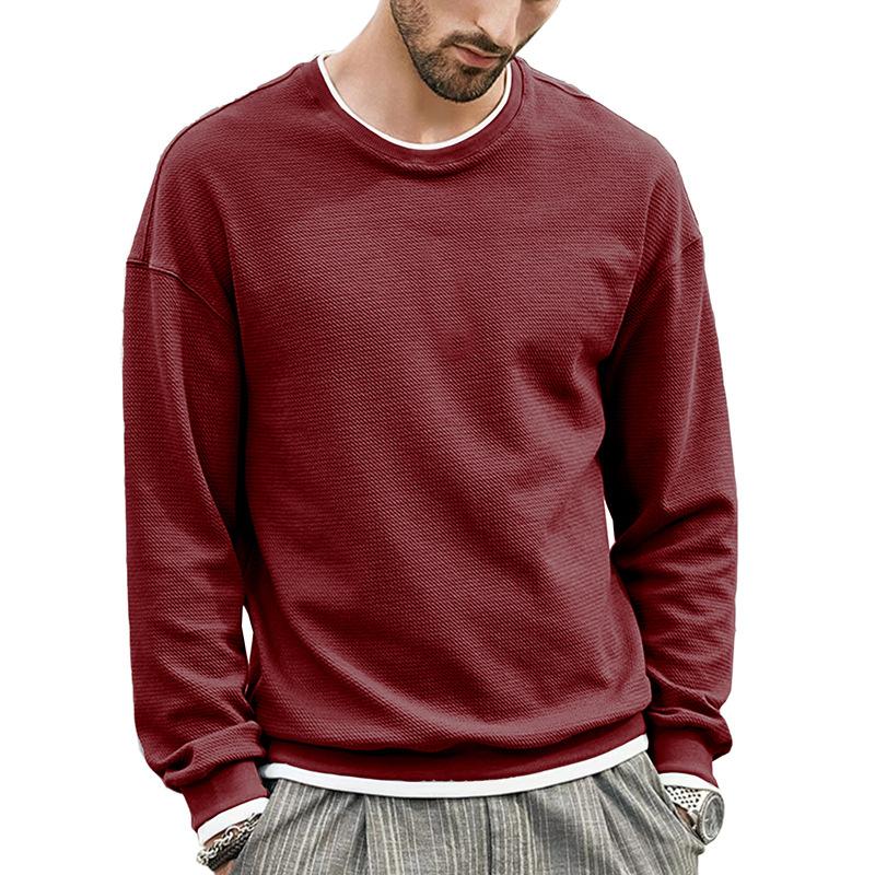 LAKER CC Herfst- en wintertrui voor heren, effen kleur, T-shirt met ronde hals, herenonderlaag S