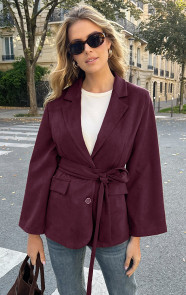The Musthaves Oversized Suede Blazer Burgundy