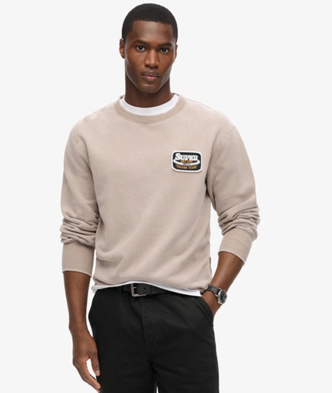 Superdry Mechanic Sweatshirt met Ronde Hals en Losse Pasvorm Grijs