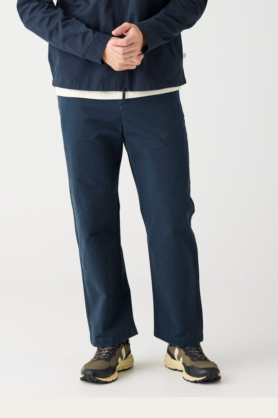 KnowledgeCotton Apparel Herren vegan Chino-Hose Flint Wide Total Eclipse Navy