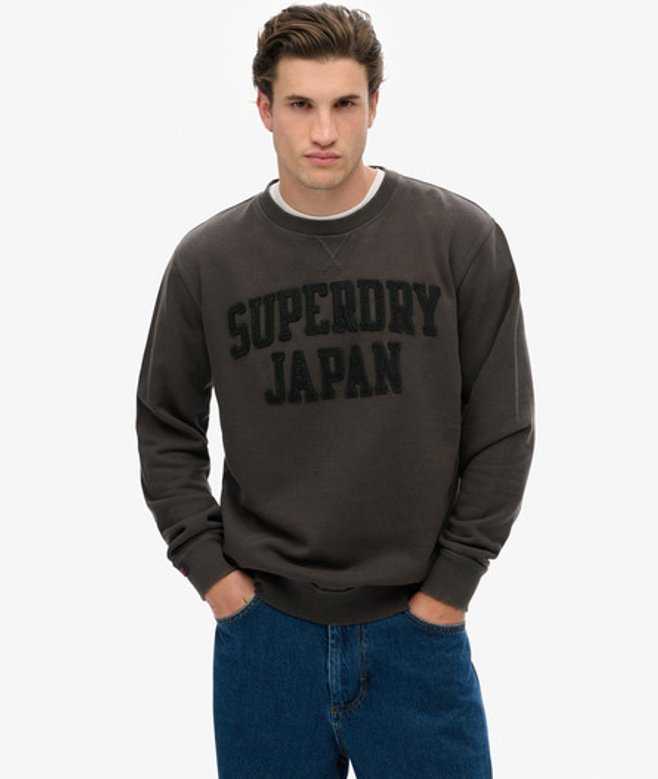 Superdry Vintage Athletic Tonal Sweatshirt met Ronde Hals Dark Grey