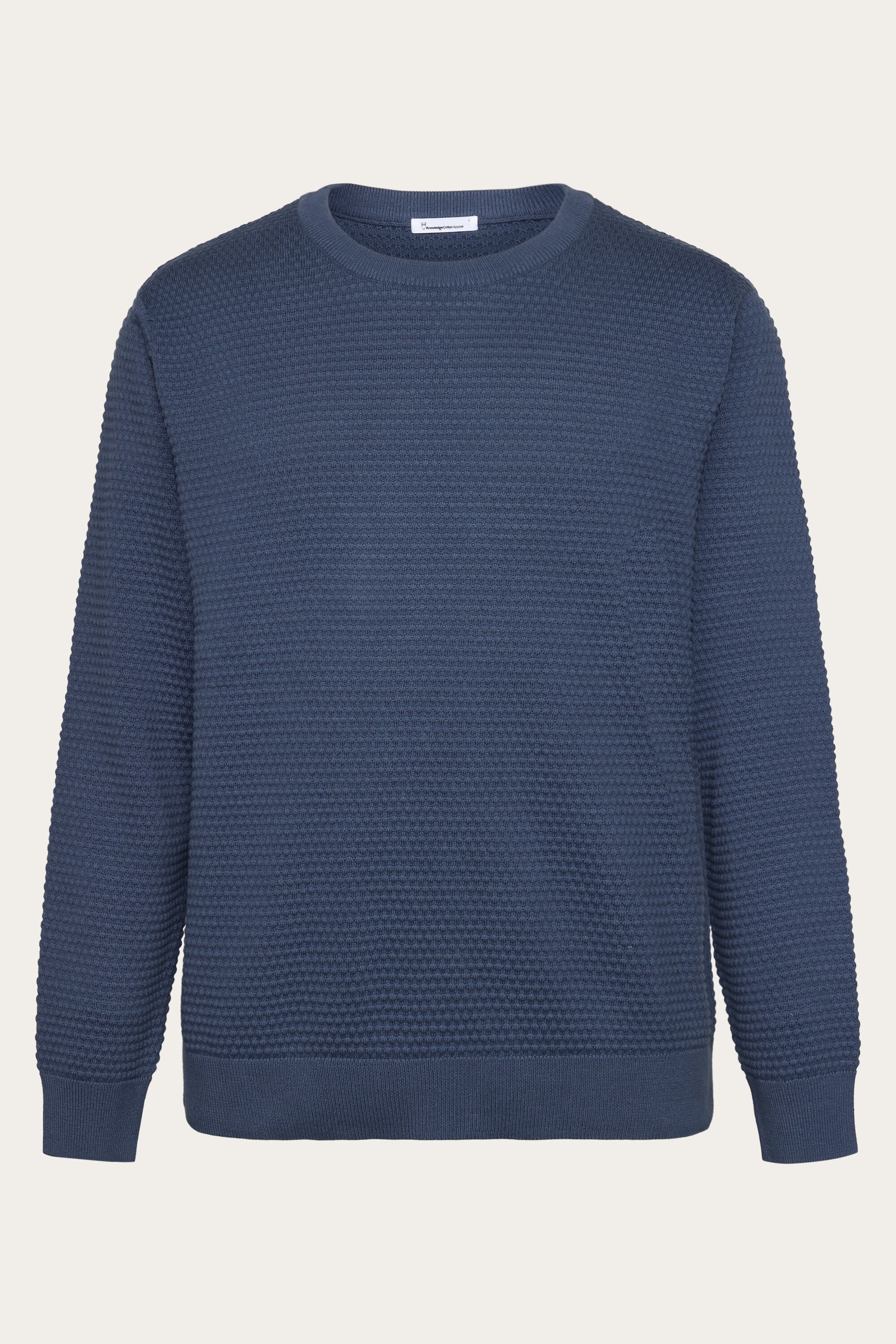 KnowledgeCotton Apparel Herren vegan Strickpullover Vagn Bubble Crew Neck Vintage Indigo
