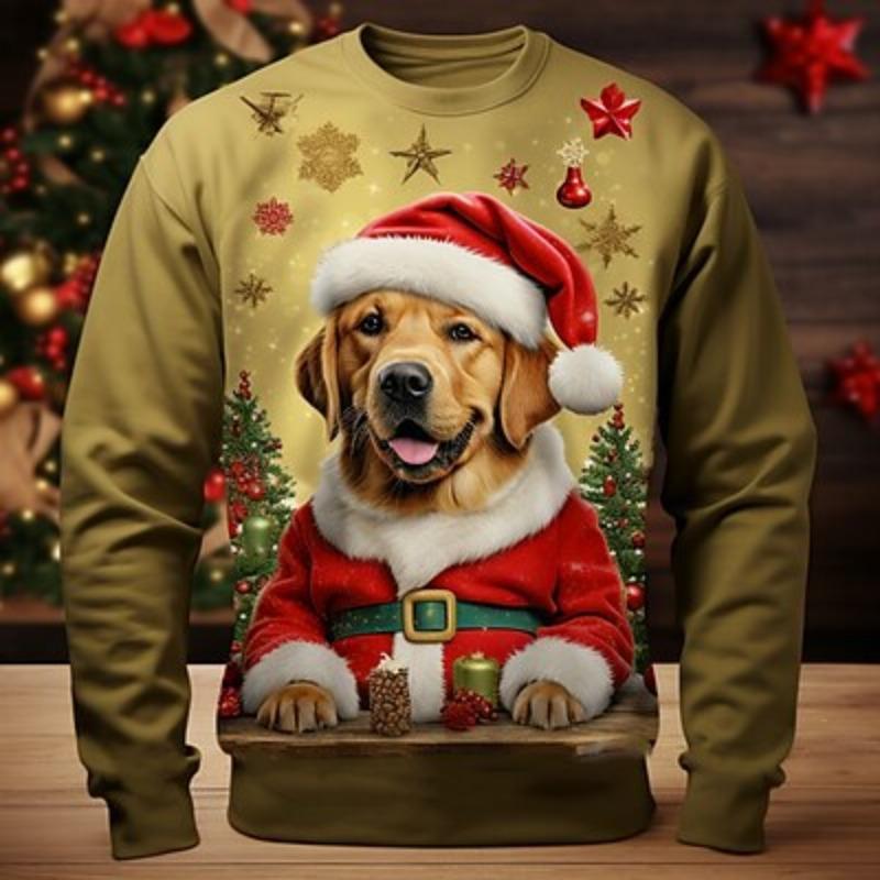ETST WENDY 005 Grafische Kerstman Mode Casual Heren 3D Print T-shirt T-shirt Kerst T-shirt Lange Mouw Ronde Hals Shirt Lente Herfst Kleding 2XL