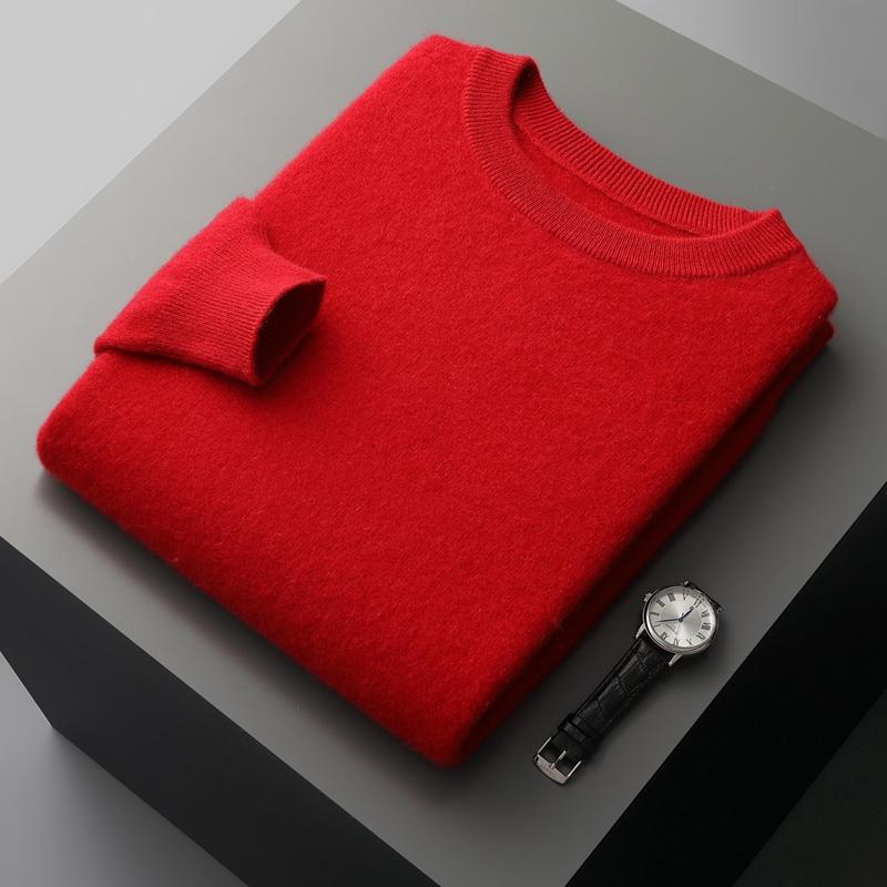 QingHe Cashmere Heren kasjmiertrui Qinghe kasjmier 30% kasjmier 70% wol Heren herfst- en winter kasjmiertrui zacht en warm L