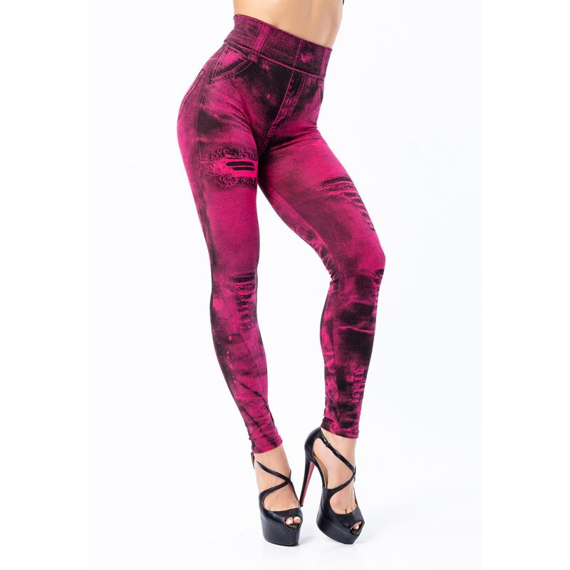 Zorioneko Dames rekbare imitatie jeans denim legging hoge taille skinny broek M