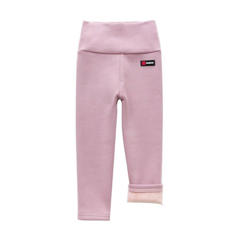 Kidsyuan Winter Kids Baby Meisjes Pluche Gevoerde Leggings Onderkant Broek Effen Kinderen Dikke Basislaag Broek Fleece Thermische Panty's Skinny Broek 2-8T 130