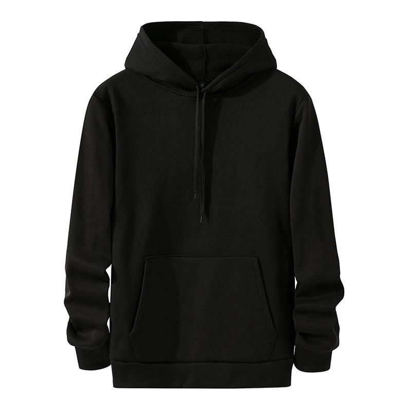 Man world-1 Heren effen kleuren hoodies met lange mouwen, casual sweatshirts, capuchon, hardloopsport, trui met capuchon S zwart