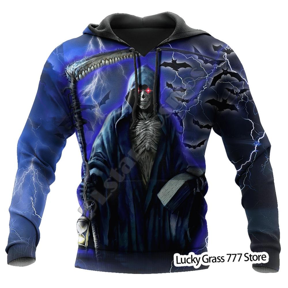 TIP723 Lente Herfst mannen Hoodies Sweatshirt 3D Print Reaper Schedel Engel En Demon Man Kleding Mode Toevallige Trui Mannelijke XXL