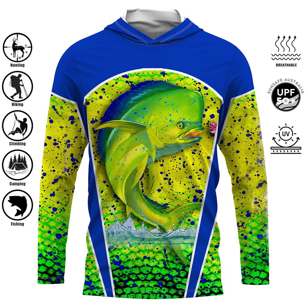 ETST 012 Outdoor Sport Vissen Shirt Bedrukt Capuchon Sweatshirt Herenkleding Zonbescherming Vochtafvoerend Comfortabel Vissen Shirt 4XL