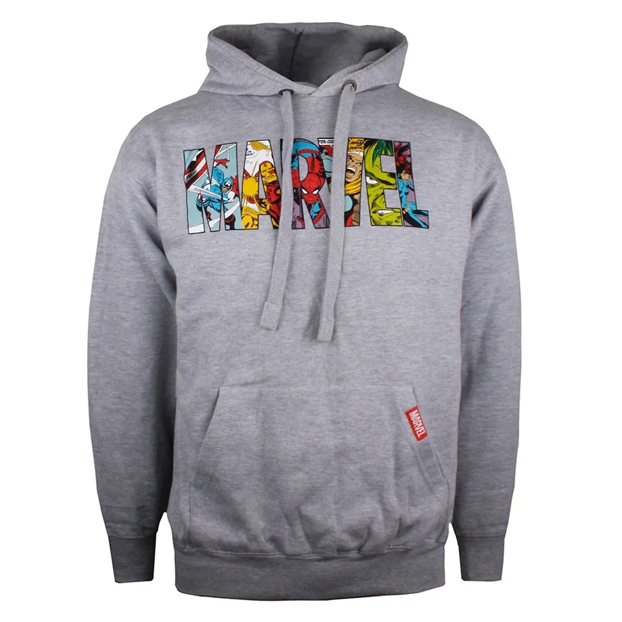 Marvel Heren Karakters Logo Hoodie M grijs