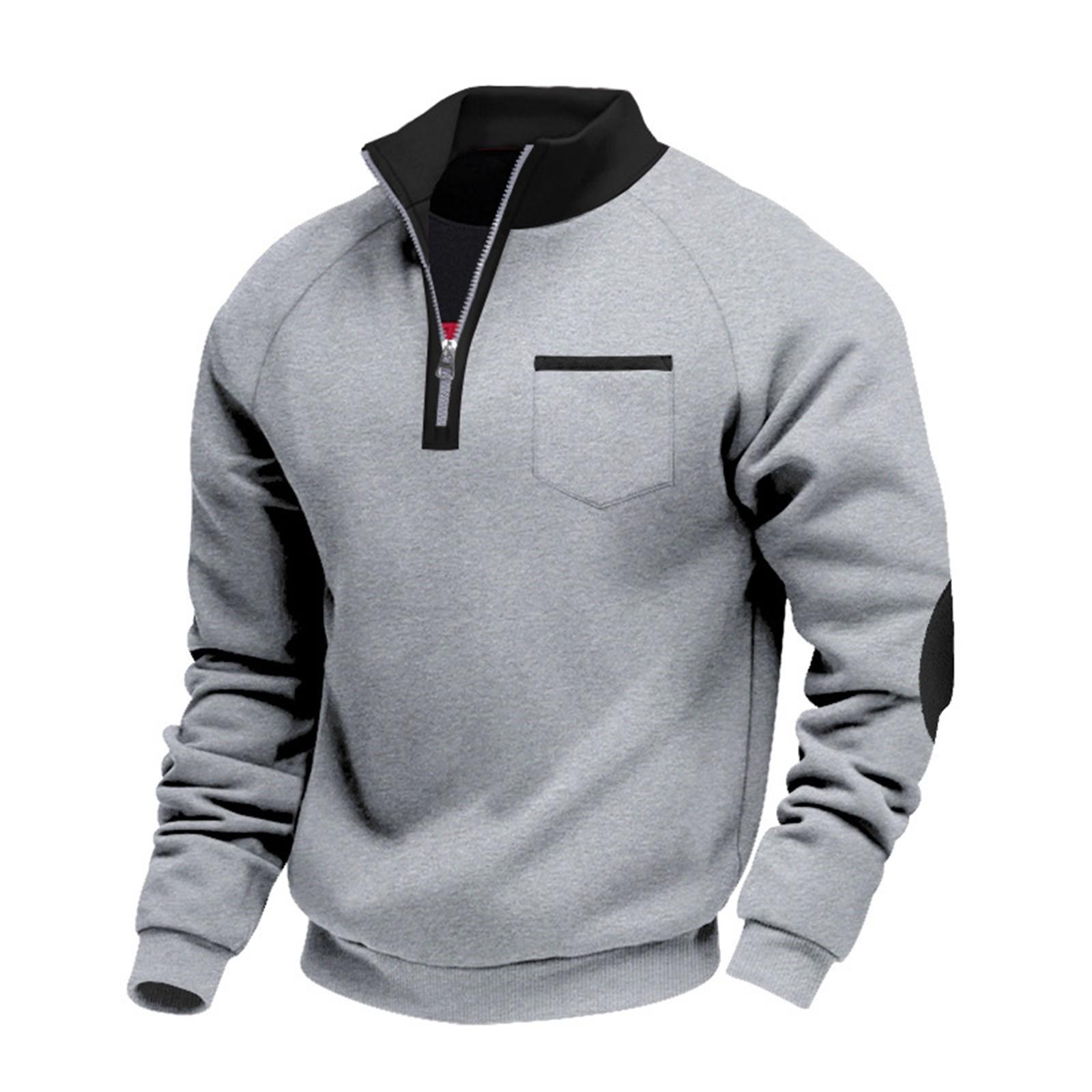 Ren Sexy Toy Heren fleece zwaargewicht warm rits opstaande kraag persoonlijkheid patch heren casual lange mouw hoodie XL lichtgrijze kleur
