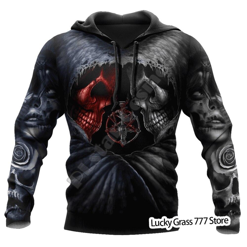 TIP723 Lente Herfst mannen Hoodies Sweatshirt 3D Print Reaper Schedel Engel En Demon Man Kleding Mode Toevallige Trui Mannelijke S