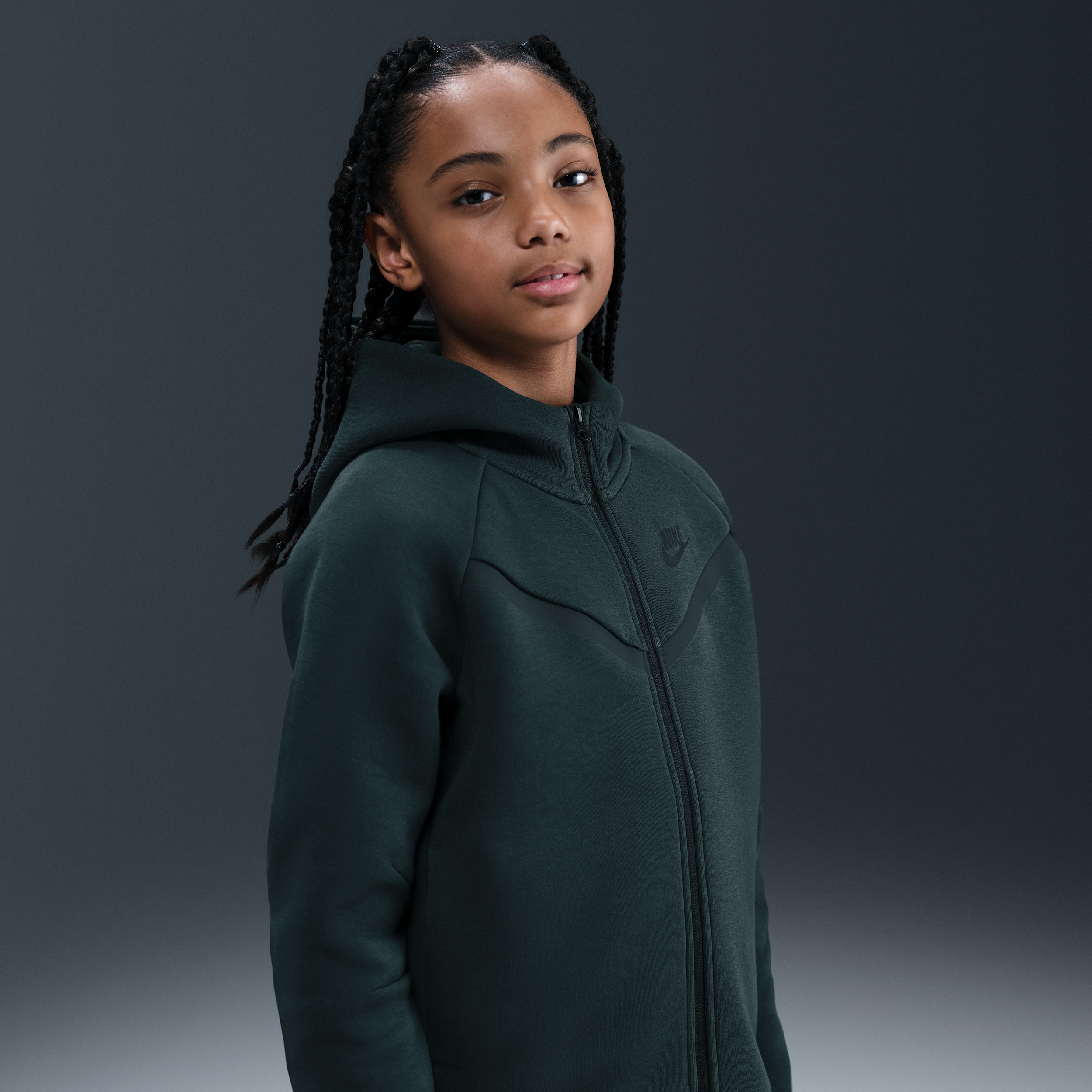 Nike Tech Fleece hoodie met rits voor meisjes - Groen