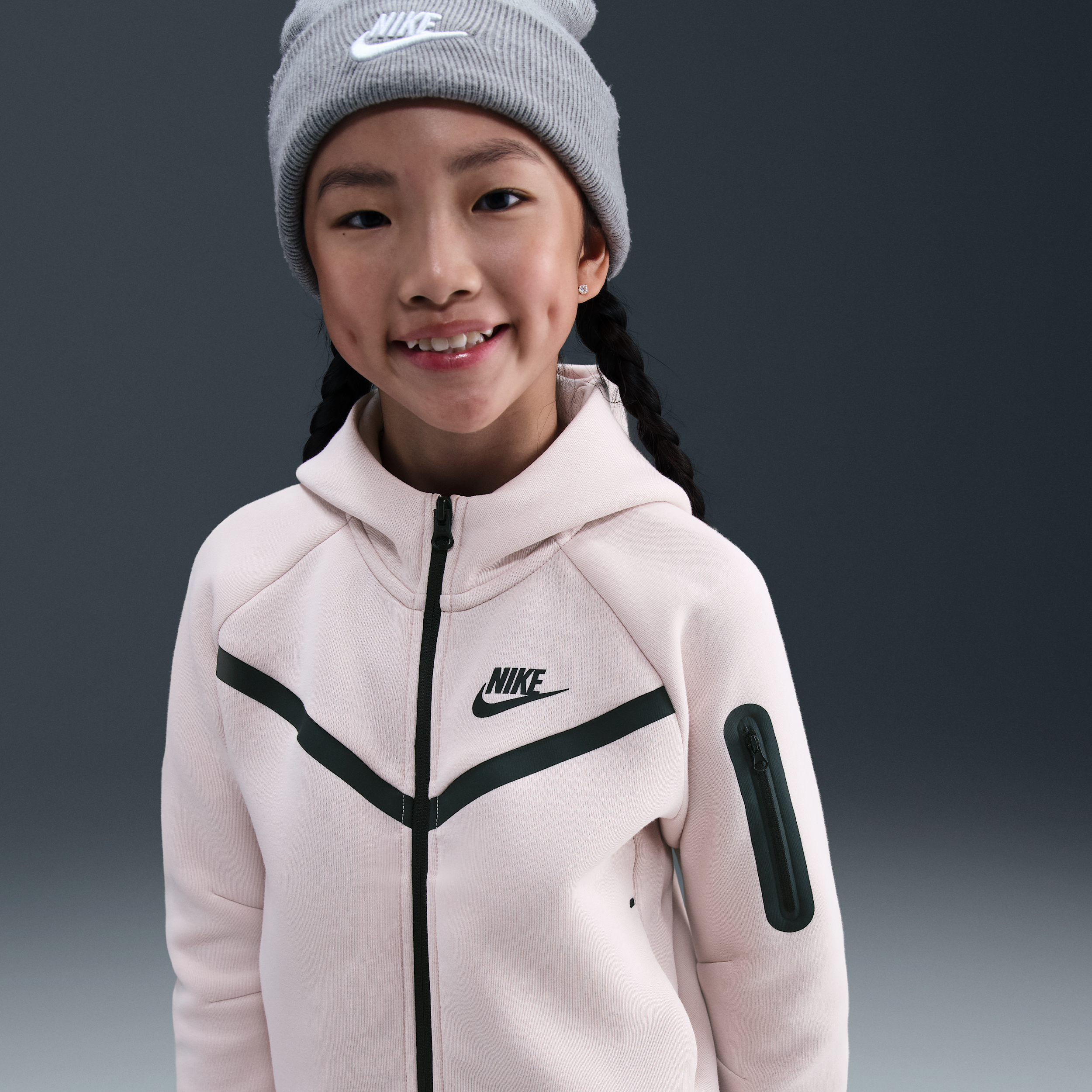 Nike Tech Fleece hoodie met rits voor meisjes - Roze