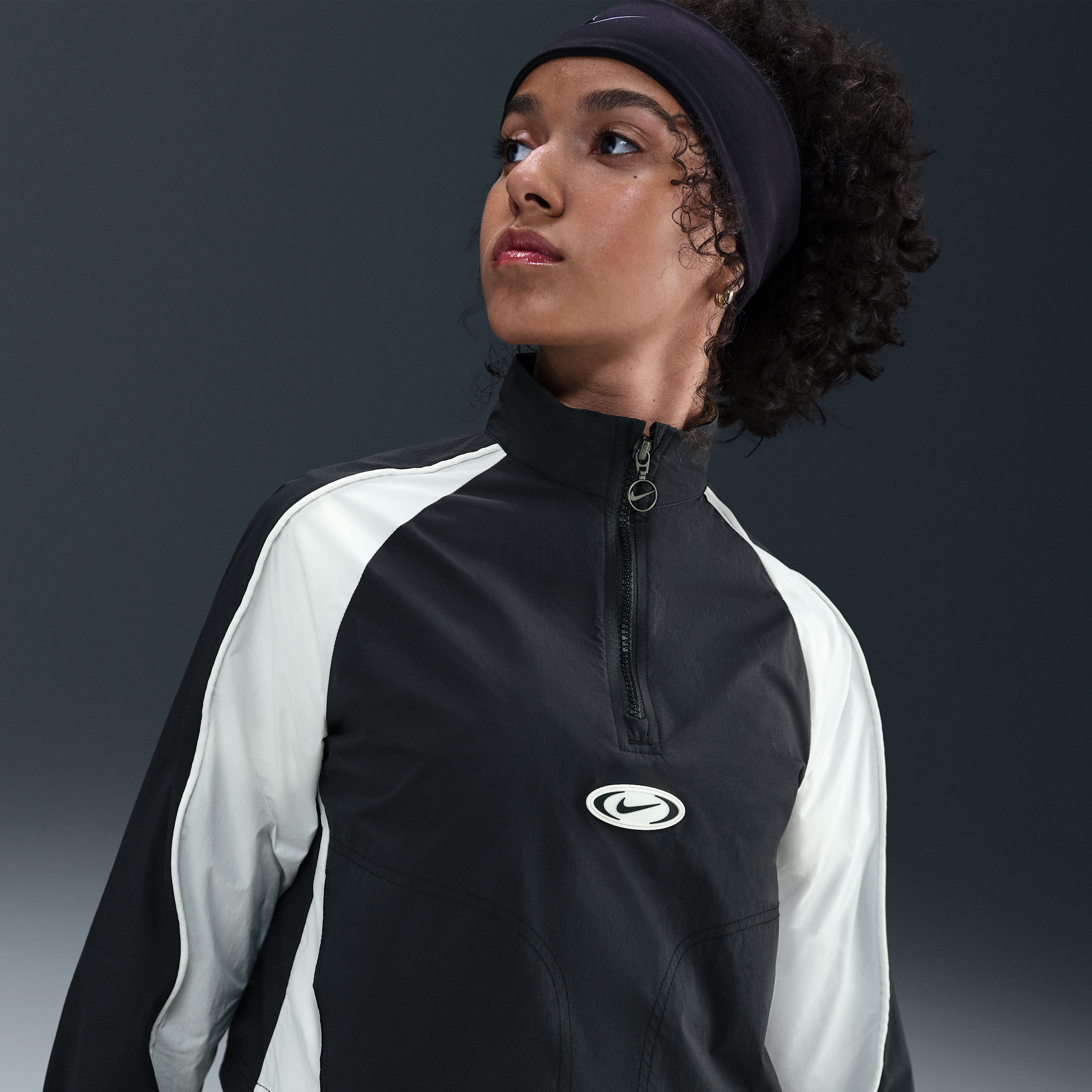Nike trainingsjack met korte rits voor meisjes - Zwart
