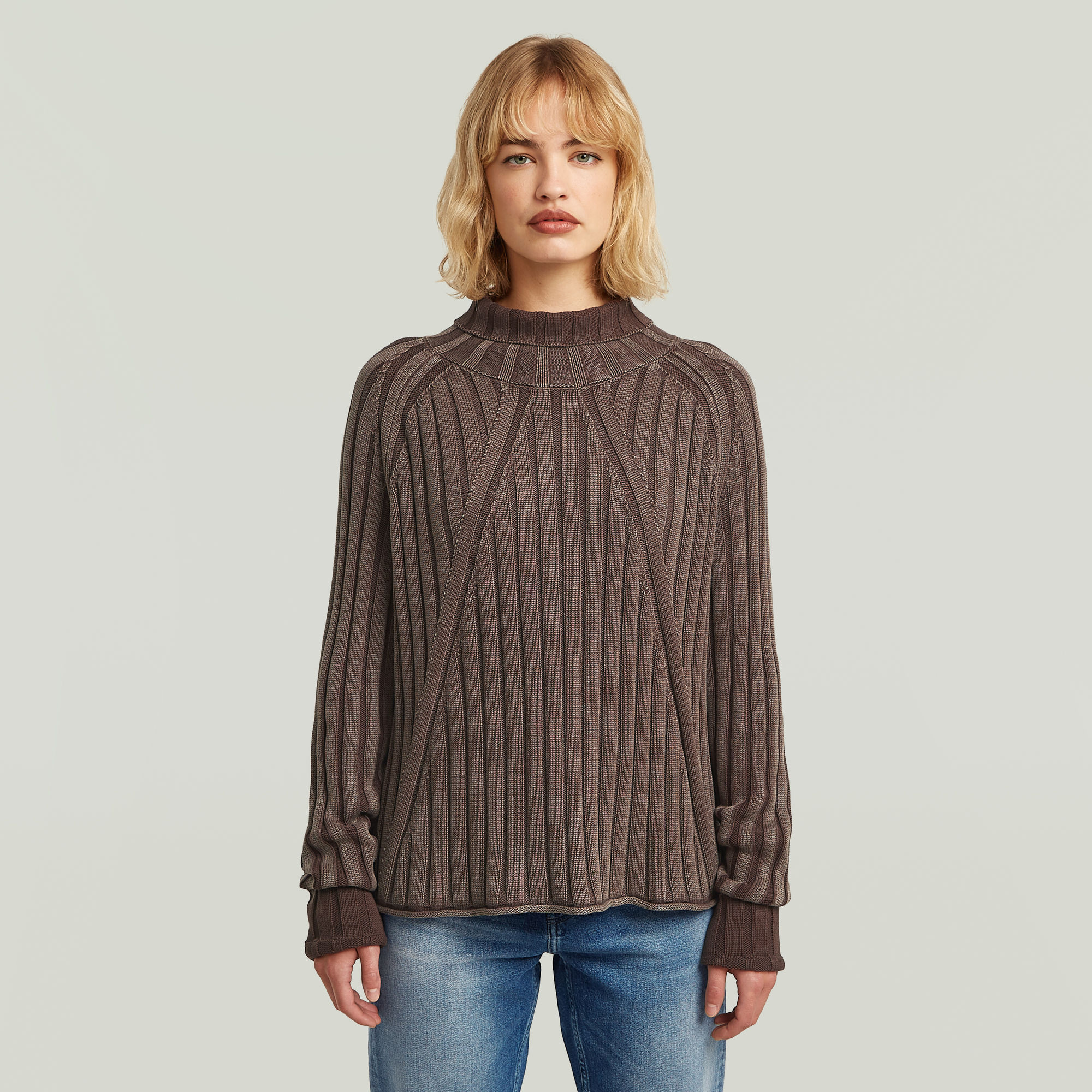 G-Star RAW Washed Loose Turtle Gebreide Trui - Bruin - Dames