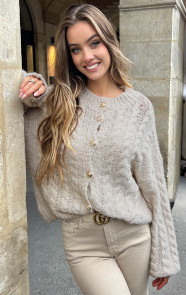 Jurkjes Cozy Kabel Cardigan Taupe
