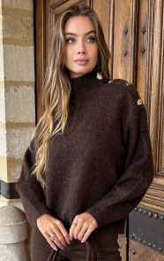 Jurkjes Wool Knit Sweater Met Knopen Choco