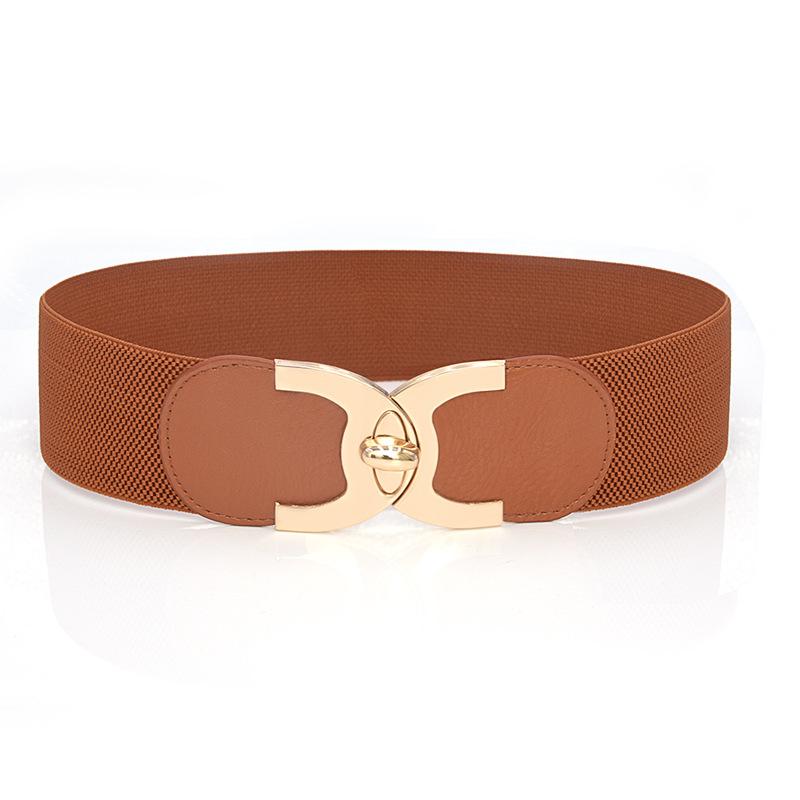 COOLERFIRE FASHION Mode Vrouwelijke Jas Jurk Versierd Stretch Tailleband Elastische Witte Kleur Brede Korset Riem Voor Vrouwen Designer Tailleband DT010 70cm bruin