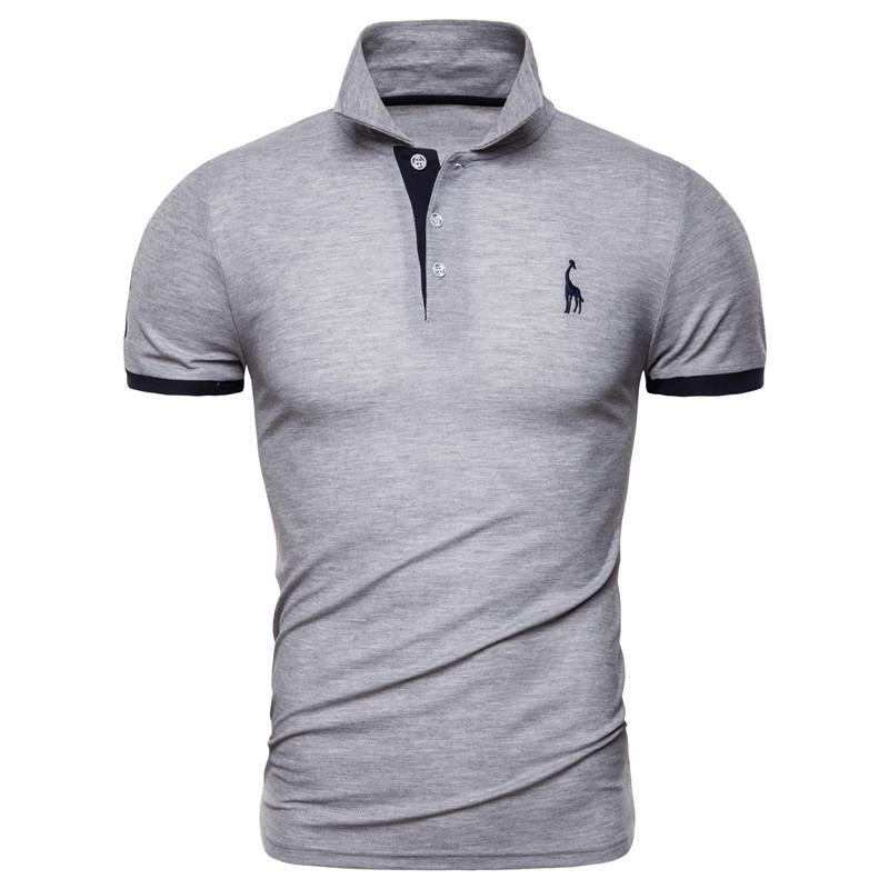 AIOPESON Men Fashion Usegiraffe Zomer Casual Polo Shirt Heren Mode Zelfontplooiing Polo Katoen Hoogwaardig Zakelijk Polo Shirt T-shirt Korte Mouwen S grijs