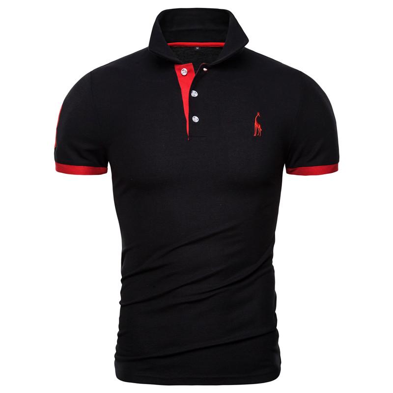 AIOPESON Men Fashion Usegiraffe Zomer Casual Polo Shirt Heren Mode Zelfontplooiing Polo Katoen Hoogwaardig Zakelijk Polo Shirt T-shirt Korte Mouwen XL rood/zwart