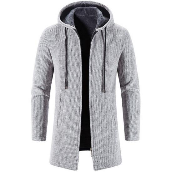 Big Thumb 2024 Herfst Winter Heren Cardigan Trui Trui Trui Jas Windjack Medium Lengte Cardigan Capuchon Rits Bovenkleding M