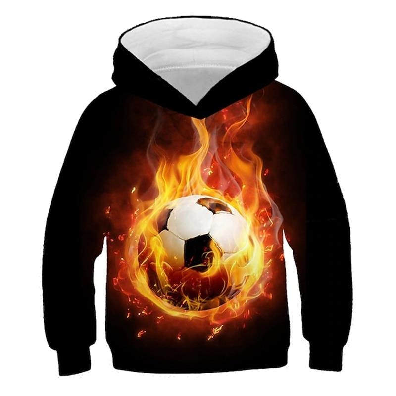 ETST WENDY 09 2023 Herfst Winter Kinderen Jongens Hoodie Lange mouw 3D Print Voetbal Meisjes Vrije tijd Sweatshirt Dagelijks Actieve mode Streetwear Sport 130