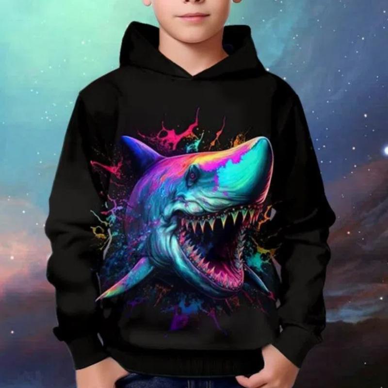 ETST 012 Nieuwe Glowing Face Print Kids Hoodie Unisex Pullover Casual Hooded Lange Mouw Top Meisjes & Jongens Outdoor Kleding Voor Lente Herfst 100CM