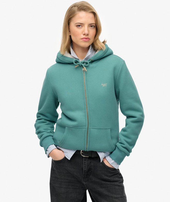 Superdry Essential Borg Gevoerde Zip Hoodie Blue