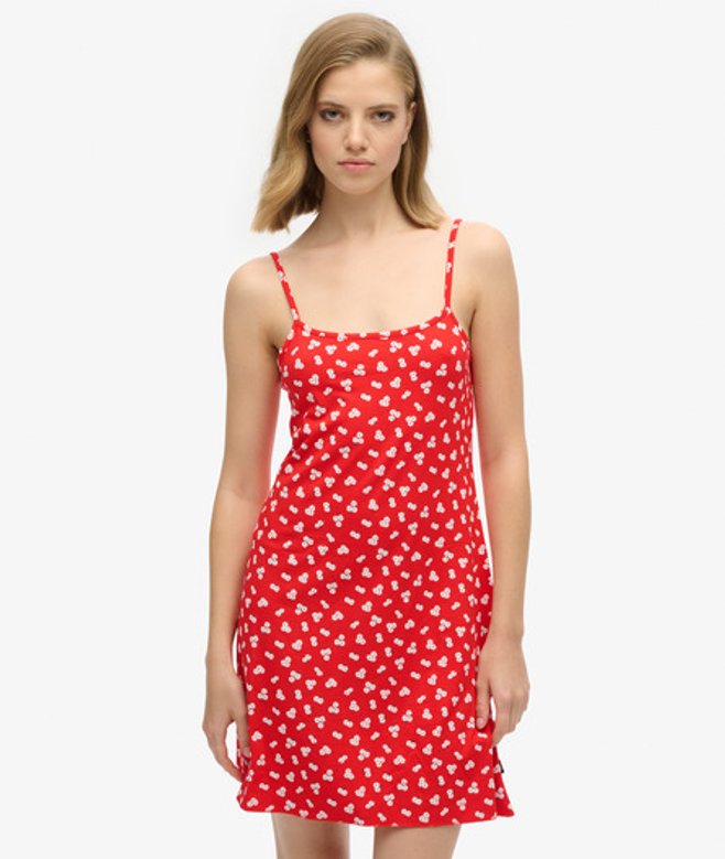 Superdry Jersey Cami Mini-jurk met Print Rood