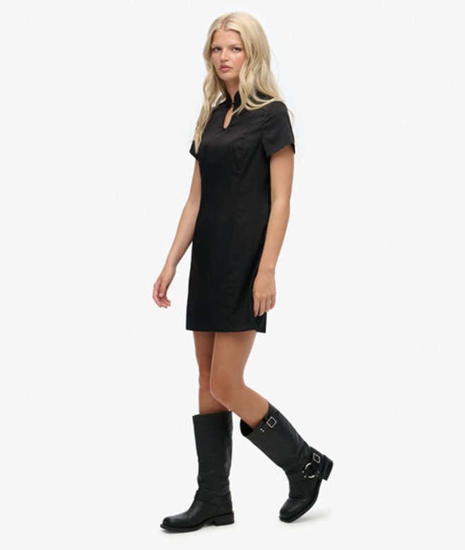 Superdry Satijnen Mandarin Mini-jurk Black