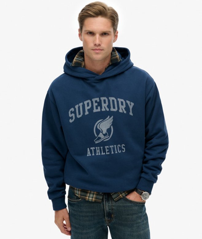 Superdry Oversized Vintage Athletic Hoodie Blue