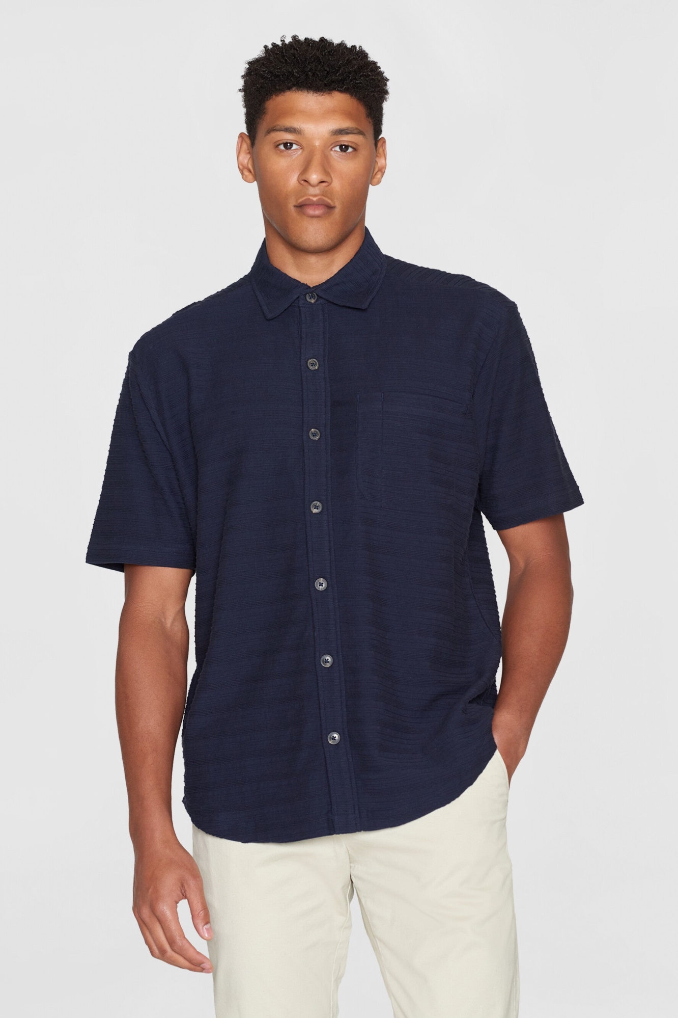 KnowledgeCotton Apparel Herren vegan Shirt Jersey Night Sky Navy