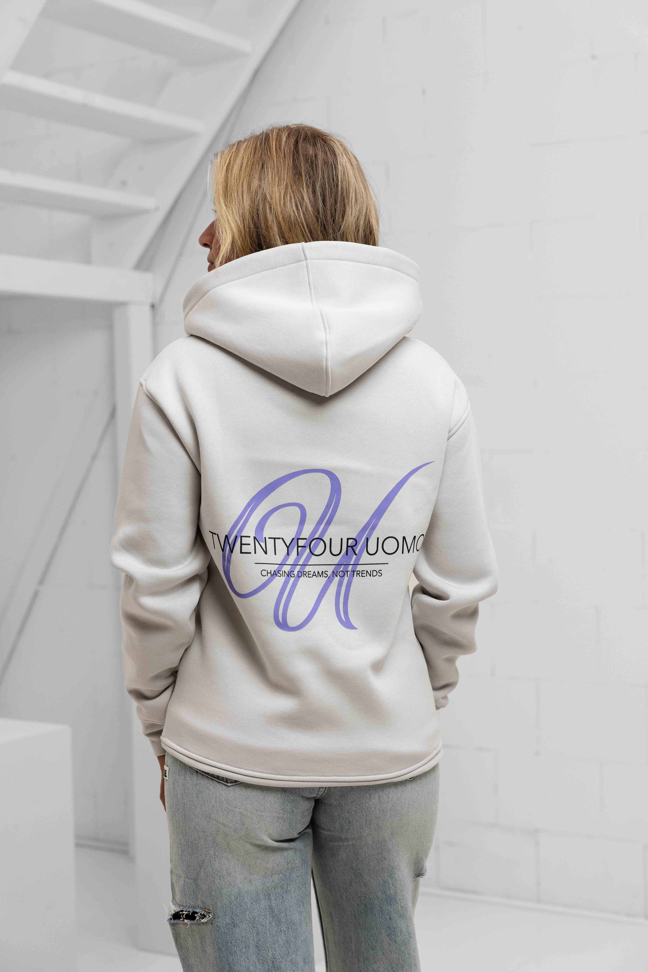 24 Uomo Initial Hoodie Dames Mid Grey
