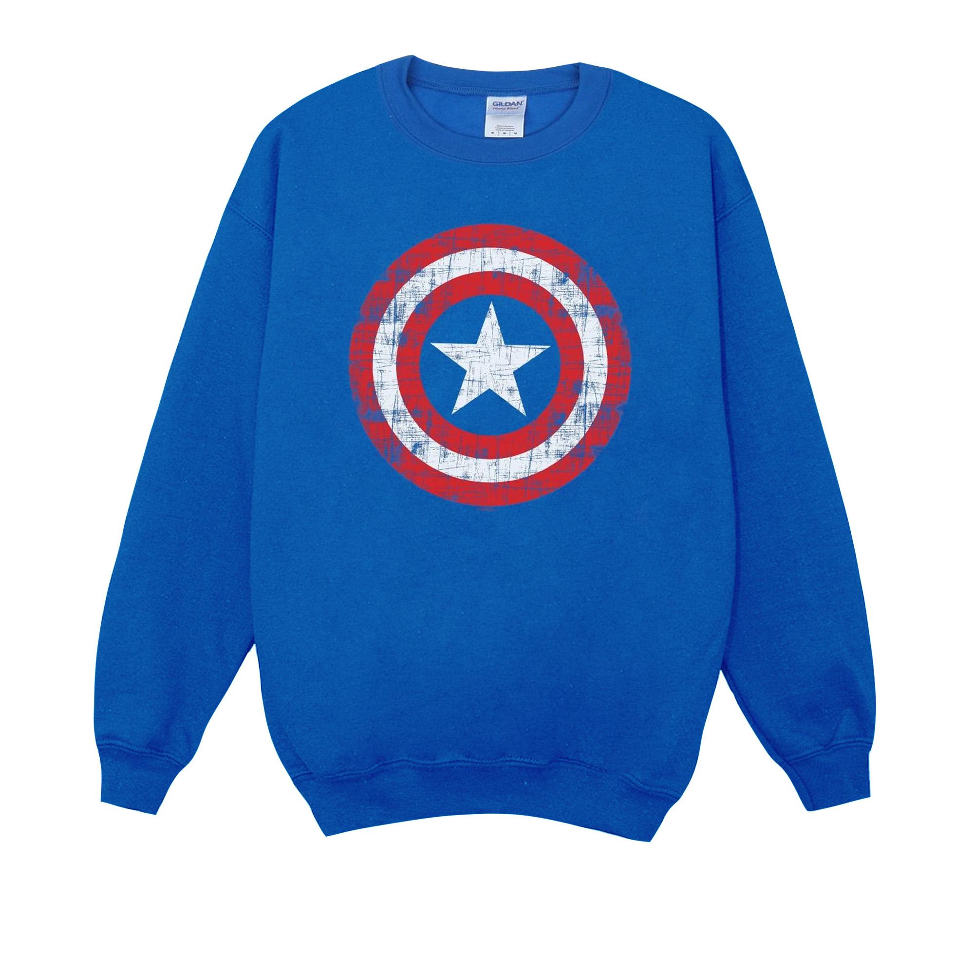 Marvel Boys Avengers Captain America Scratched Shield-sweatshirt 9-11 Years