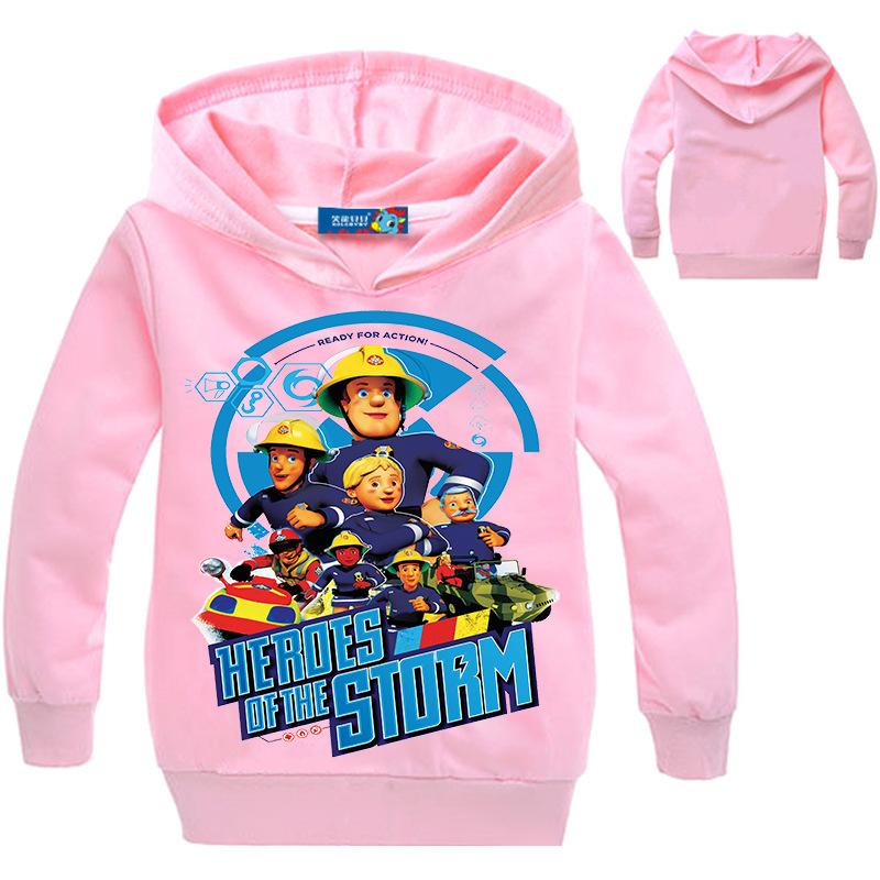 ETST008 2-16 jaar Anime Brandweerman Sam Kleding Jongen Hoodie Kinderen Cartoon Brandweerman Buitenkleding Kinderen Lange Mouw Jassen Casual Hoodies Jumper 110CM