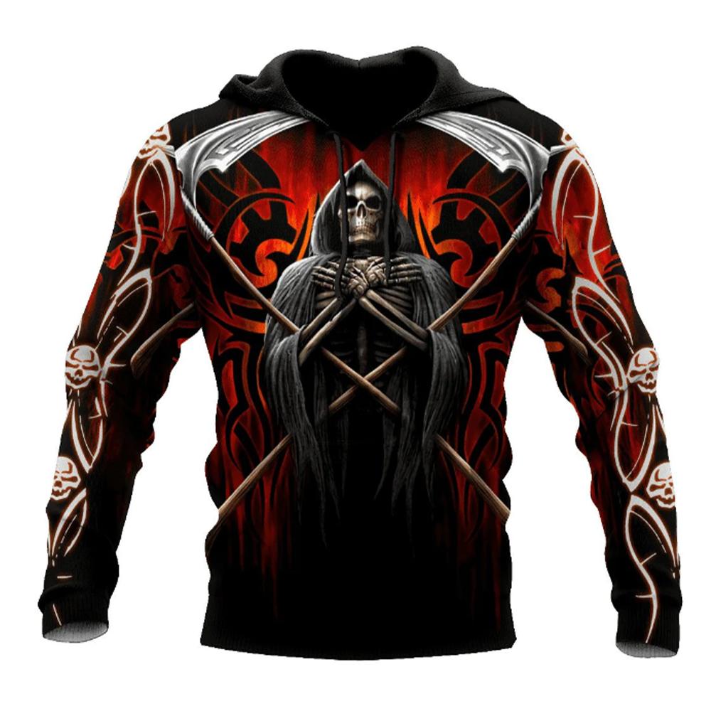 TIP723 Lente Herfst mannen Hoodies Sweatshirt 3D Print Reaper Schedel Engel En Demon Man Kleding Mode Toevallige Trui Mannelijke XXXL