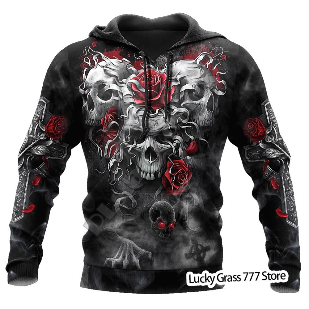 TIP723 Lente Herfst mannen Hoodies Sweatshirt 3D Print Reaper Schedel Engel En Demon Man Kleding Mode Toevallige Trui Mannelijke M