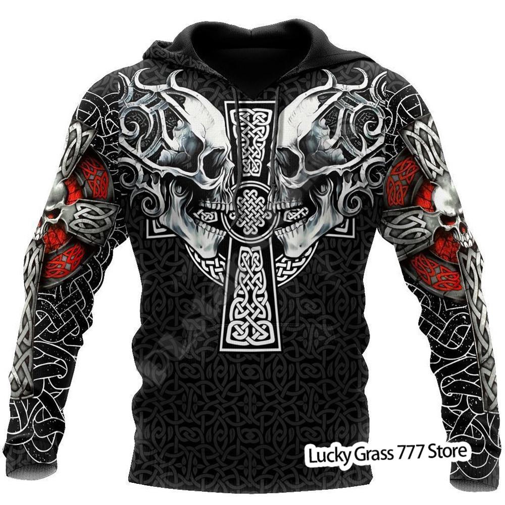 TIP723 Lente Herfst mannen Hoodies Sweatshirt 3D Print Reaper Schedel Engel En Demon Man Kleding Mode Toevallige Trui Mannelijke XXL
