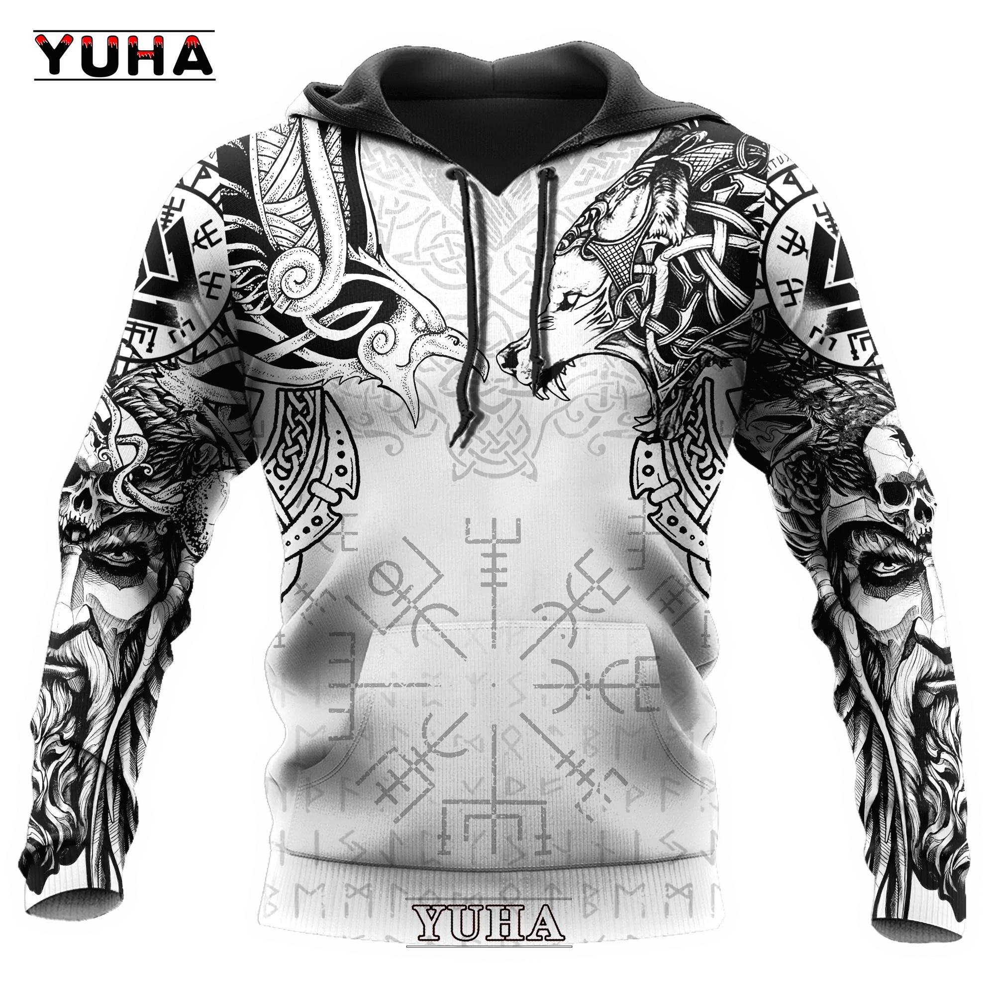 ETST 011 Sweatshirts 3D Print Vikings Klassieke Wolf heren Hoodies Jas Lente Herfst Mode Truien Hip Hop Punk Oversized Clo XL